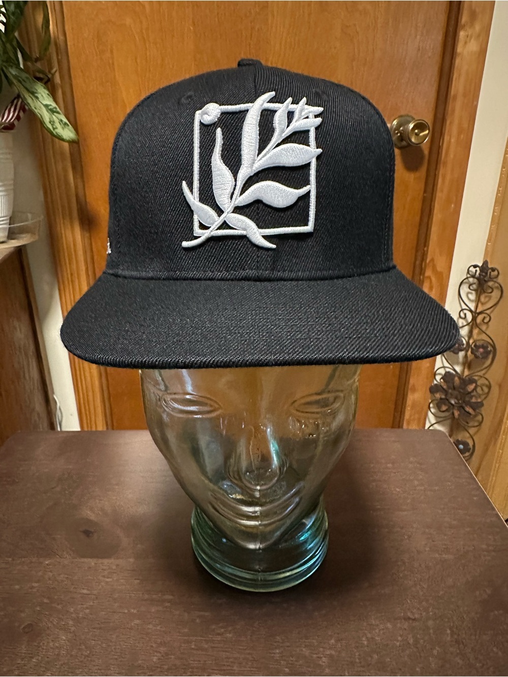 Fernway Black Flat-Brim SnapBack Hat with White Logo